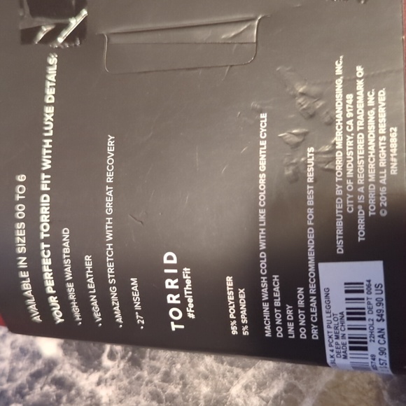 TORRID Faux Leather High Rise Leggings 2x or 4x NWT - Picture 6 of 8